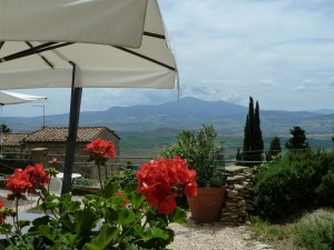 Avec une vue superbe sur le Mont Amiata...