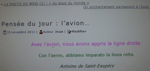 Et voici la "Pensée du jour" pour le thème "AVION" que vous avez choisi...