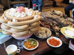 Divers aliments traditionnellement présents à Tsagaan sar