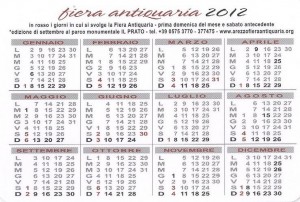 Calendario 2012 delle Ferie Antiquarie di Arezzo.