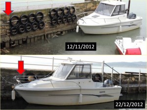 Evolution, en 40 jours, de la possibilité d'amarrage de notre barque dans notre darse privée.