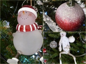 Décoration de Noël 2012 : Fabienne a choisi la dominante rouge et blanc.