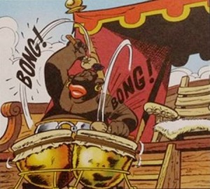 Le rythme du tambour donnant la cadence aux rameurs !