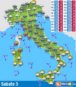 Prévisions météorologiques pour le samedi 5 septembre 2013.