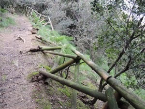 La balustrade de sécurité a été renversée à un passage particulièrement dangereux.
