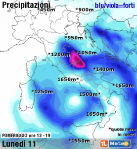 Carte météo concernant les précipitations attendues le 11 novembre 2013.