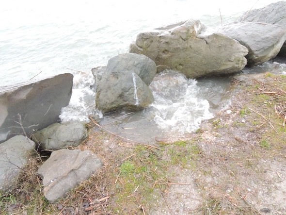 La route d'accès qui sert également de rive "est" du Porto del Sole - 14/01/2014.