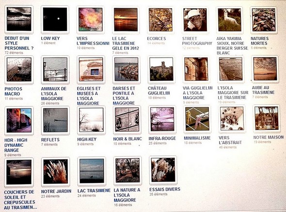 Tableau avec les 29 albums photographiques actuellement disponibles dans notre galerie FLICKR.