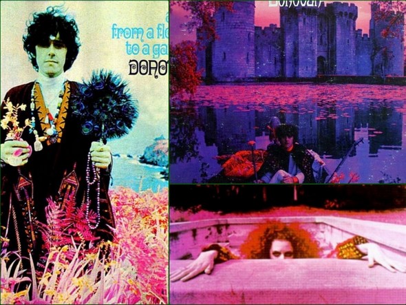 Exemples de couverture d'albums de Donovan (moitié gauche et partie supérieure droite) et de Frank Zappa (partie inférieure droite), utilisant la technique infrarouge.