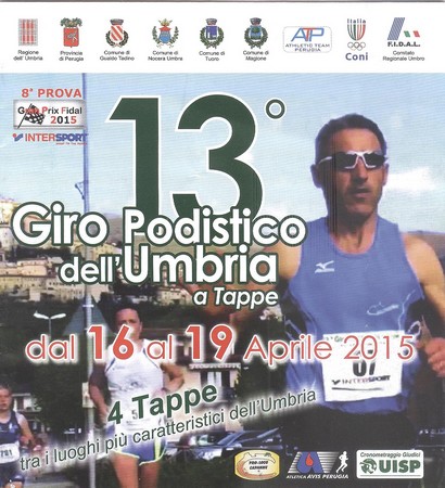 Manifesto che annuncia questa 13 ° edizione di questo Giro Podistico dell'Umbria.