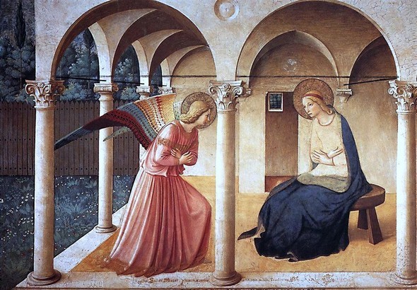 Fra Angelico.L'Annonciation.Fresque.Vers 1450Couvent saint Marc (Florence).